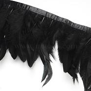 Fashion Feather Cloth Strand Costume Accessories, Black, 110~300x28~62mm, about 10yard/bag(FIND-Q040-07J)