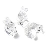 Natural Quartz Crystal Carved Half Hole Beads, Rock Crystal Animal Beads, Rabbit, 19x17x9mm, Hole: 1mm(G-K367-02G)