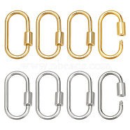 8Pcs 2 Colors Brass Screw Carabiner Lock Charms, for Necklaces Making, Oval, Platinum & Golden, 25.5x14x2mm, Screw: 6.5x4.5mm, 4pcs/color(KK-NB0003-52)