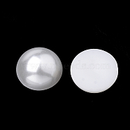 Eco-Friendly Plastic Imitation Pearl Cabochons, High Luster, Grade A, Half Round, White, 25x12mm(X-MACR-S283-03P-27)