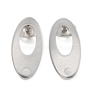 304 Stainless Steel Hollow Stud Earring Finding, Oval, Stainless Steel Color, 18.5x9.5mm, Hole: 1.8mm(STAS-Q313-03P)