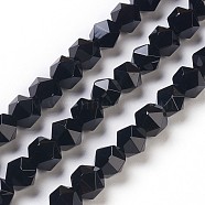 Natural Black Onyx Beads Strands, Faceted, Dyed & Heated, 8x8mm, Hole: 1mm, about 49pcs/strand, 15.7 inch(G-K282-01B)