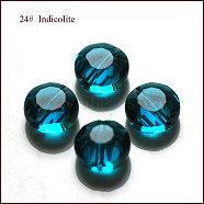 Imitation Austrian Crystal Beads, Grade AAA, Faceted, Flat Round, Dark Cyan, 8x4mm, Hole: 0.9~1mm(SWAR-F065-8mm-24)