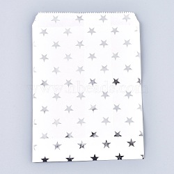 Star Pattern Eco-Friendly Kraft Paper Bags, Gift Bags, Shopping Bags, Rectangle, Silver, 18x13x0.01cm(AJEW-M207-G01-02)