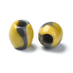 Two Tone Resin European Beads, Large Hole Barrel Beads, Yellow, 11.5x11x11mm, Hole: 5mm(RESI-U008-06D)