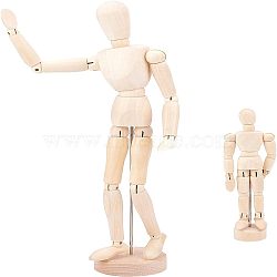 2Pcs 2 Style Unfinished Wooden Pine Movable Joint Family Model, for Artist Mannequin Drawing Supplies, BurlyWood, 1pc/style(DIY-OC0008-36)