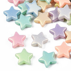 Spray Painted Frosted Opaque Acrylic Beads, Star, Mixed Color, 12.5x13.5x4.5mm, about 1245pcs/500g(ACRP-S679-43B)