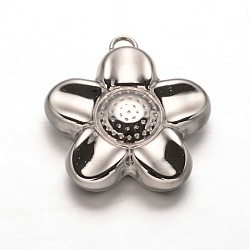 Non-Tarnish Flower 304 Stainless Steel Pendants, Stainless Steel Color, 19x17x4.8mm, Hole: 2.5mm(STAS-F079-010)