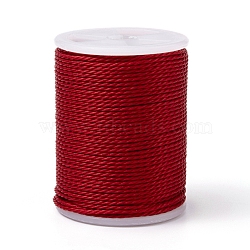 Round Waxed Polyester Cord, Taiwan Waxed Cord, Twisted Cord, FireBrick, 1mm, about 12.02 yards(11m)/roll(X-YC-G006-01-1.0mm-32)