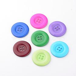 4-Hole Acrylic Buttons, Flat Round, Mixed Color, 38x4mm, Hole: 3mm(BUTT-S020-30)