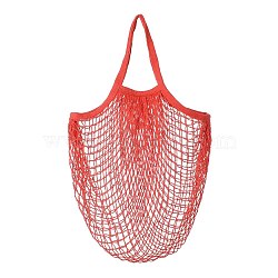 Portable Cotton Mesh Grocery Bags, Reusable Net Shopping Handbag, Red, 48.05cm, Bag: 38x36x1cm. (ABAG-H100-B03)