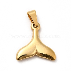 PVD Vacuum Plating 201 Stainless Steel Pendants, Long-Lasting Plated, Mermaid Tail Shape, Golden, 19x18.5x3mm, Hole: 6x3mm(X-STAS-P314-13B-G)