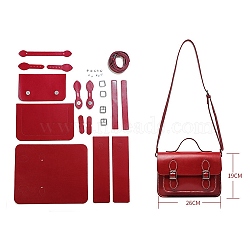 DIY PU Imitation Leather Purse Making Sets, Knitting Crochet Shoulder Bags Kit for Beginners, Dark Red, 26x19x10cm(PW-WG13180-01)