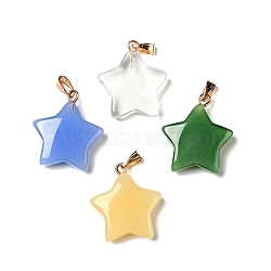 Glass Pendants, with Golden Plated Iron Findings, Star, Mixed Color, 23x20x6mm, Hole: 6x2mm(GLAA-A004-01)