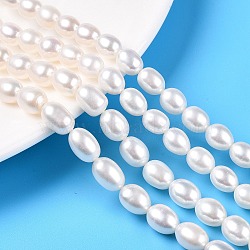 Natural Pearl Beads Strands, Rice, Old Lace, 7.5~10x6.8~7.5mm, Hole: 0.6mm, about 44pcs/strand, 14.76''(37.5cm)(PEAR-N012-07U-1)