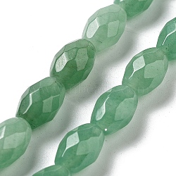 Natural Green Aventurine Beads Strands, Faceted Rice, 12.5x8mm, Hole: 1.2mm, about 16pcs/strand, 7.68''(19.5cm)(G-P520-C12-01)