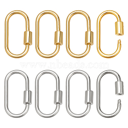 8Pcs 2 Colors Brass Screw Carabiner Lock Charms, for Necklaces Making, Oval, Platinum & Golden, 25.5x14x2mm, Screw: 6.5x4.5mm, 4pcs/color(KK-NB0003-52)