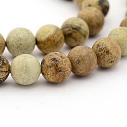 Natural Picture Jasper Round Bead Strands, 10mm, Hole: 1mm, about 40pcs/strand, 15.7 inch(X-G-G-P070-55-10mm)