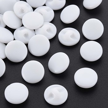 1-Hole Resin Buttons, Flat Round, White, 12.5x5mm, Hole: 1.2mm