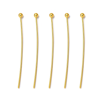 Brass Ball Head Pins, for DIY Beading Charm Making, Cadmium Free & Lead Free, Golden, 30x0.5mm, 24 Gauge, Head: 2mm