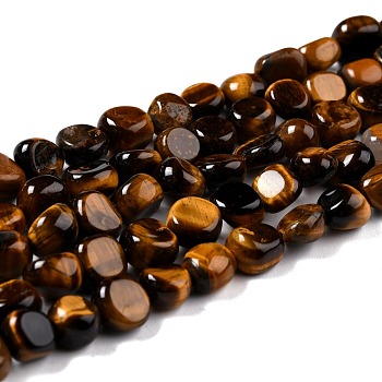 Natural Tiger Eye Beads Strands, Nuggets, Tumbled Stone, 8~11x7.5~9x4.5~7mm, Hole: 0.8mm, about 42pcs/strand, 15.94''(40.5cm)