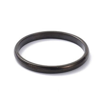 2mm Polished Plain Dome Finger Ring for Girl Women, 304 Stainless Steel Rings, Electrophoresis Black, US Size 10 1/4(19.9mm)