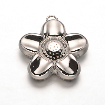 Flower 304 Stainless Steel Pendants, Stainless Steel Color, 19x17x4.8mm, Hole: 2.5mm