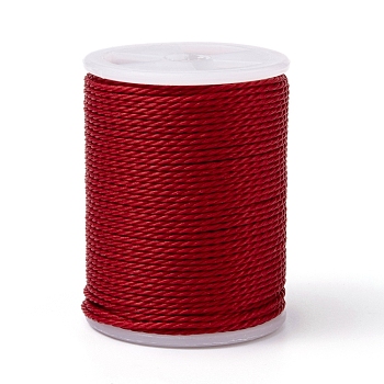 Round Waxed Polyester Cord, Taiwan Waxed Cord, Twisted Cord, FireBrick, 1mm, about 12.02 yards(11m)/roll