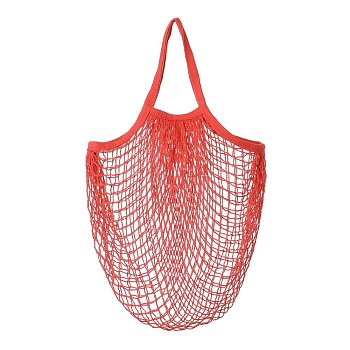 Portable Cotton Mesh Grocery Bags, Reusable Net Shopping Handbag, Red, 48.05cm, Bag: 38x36x1cm. 