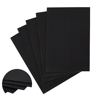 Plastic Corrugated Sheets Pads, for DIY Crafts Model Building, Rectangle, Black, 300x200x3mm