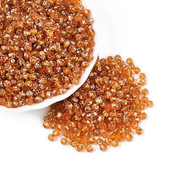 Picasso Baking Paint Glass Seed Beads, Bicone, Dark Orange, 4~4.5x3.5~4mm, Hole: 0.9~1.2mm, about 6165pcs/pound