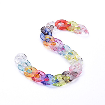 Handmade Transparent Acrylic Twisted Chains, Curb Chains, Colorful, Links: 23x16.7x4.7mm, 39.37 inch(1m)/strand