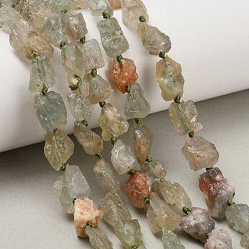 Raw Rough Natural Arusha Sunstone Beads Strands, Nuggets, 9~27x7~19x6~14mm, Hole: 0.6~1.2mm, about 19~35pcs/strand, 15.67~15.75''(39.8~40cm)