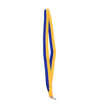 Polyester Ribbon Medal Strap, with Iron Clasp, Blue, 445x21x0.5mm