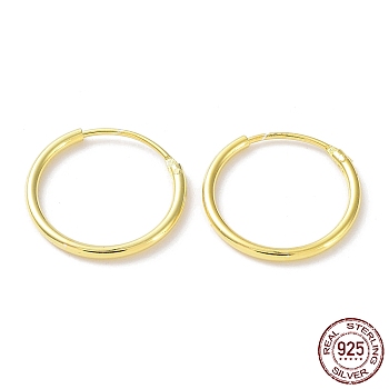 925 Sterling Silver Huggie Hoop Earrings, with S925 Stamp, Real 18K Gold Plated, 13.5x1x14mm