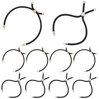 10Pcs 2 Colors Nylon Cords Bracelet Makings Fit for Connector Charms, Brass Tree of Life Slider Bracelet Makings, Platinum & Golden, 8-5/8~8-7/8 inch (22~22.6cm), Hole: 1.9~2mm, 5pcs/color