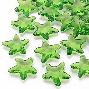 Transparent Acrylic Beads, Star, Green, 28.5x29.5x7.5mm, Hole: 1.8mm, about 189pcs/500g