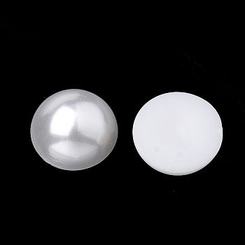 Eco-Friendly Plastic Imitation Pearl Cabochons, High Luster, Grade A, Half Round, White, 25x12mm