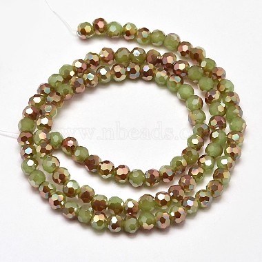 Faceted Round Half Rainbow Plated Imitation Jade Electroplate Glass Beads Strands(X-EGLA-J130-HR02)-2