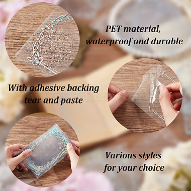 4 Bags 4 Styles PET Transparent Floral Frame Adhesive Decorative Stickers(DIY-OC0010-25)-4