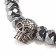 2Pcs 2 Style Synthetic Hematite & Black Stone & Natural Obsidian Stretch Bracelets Set with Cubic Zirconia Skull(BJEW-JB08120-03)-7