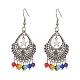 Dyed Natural Malaysia Round Beaded Alloy Teardrop Chandelier Earrings(EJEW-JE05205)-1