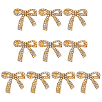 10Pcs Alloy Rhinestone Brooch, Bowknot, Light Gold, 19x21mm(JEWB-OC0001-06)