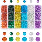 Spray Painted Crackle Glass Beads, Round, Mixed Color, 4mm, Hole: 1.1~1.3mm, 6mm, Hole: 1.3~1.6mm, 8mm, Hole: 1.3~1.6mm(CCG-PH0002-04)
