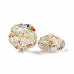 Handmade Lampwork Flower Beads, Rose, Colorful, 18x18x9.5mm, Hole: 1~1.6mm(X-LAMP-C004-05A)