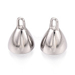 304 Stainless Steel Cord End, End Caps, Bell, Stainless Steel Color, 14x11mm, Hole: 3.5x1.6mm, Inner Diameter: 9mm(STAS-N114-40P)