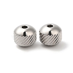 Non-Tarnish 201 Stainless Steel Bead, Round, Stainless Steel Color, 8mm, Hole: 2mm(STAS-H214-29D-P-1)