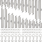 DIY Jewelry Making Kit, Including Brass Slide On End Clasp Tubes, Jump Rings, Zinc Alloy Lobster Claw Clasps, Iron Ends with Twist Chain Extension, Platinum, 5~50x5~35x1~4mm, Hole: 1~3mm(DIY-SP0001-65A)