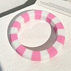 Resin Bangles, Stripe, Pearl Pink, Inner Diameter: 2.52 inch(6.4cm)(BJEW-H600-58B-06)