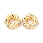 Brass Micro Pave Cubic Zirconia Spacer Beads, Cadmium Free & Nickel Free & Lead Free, Twist Ring, Real 18K Gold Plated, 7.5x2.5mm, Hole: 3mm(KK-F855-05G)